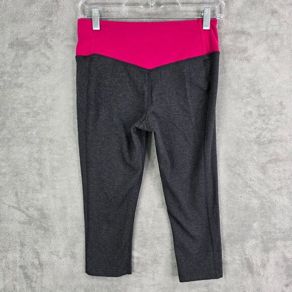 Womens Nike Dri Fit Gray & Pink Capri Leggings Mid Rise Cotton Blend Stretch S - Picture 5 of 10